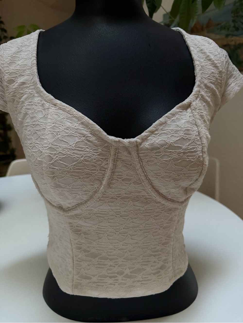 Wild Fable Ice Grey Lace Corset Crop Top Size S